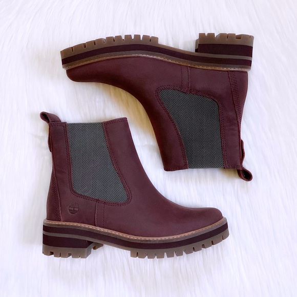 Timberland Courmayeur Valley Chelsea Burgundy Boots - Picture 6 of 7